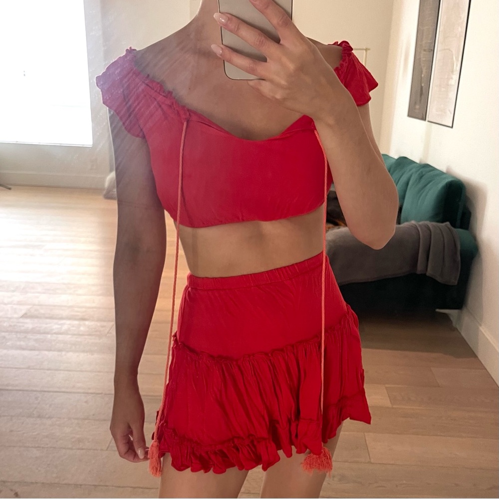 Red Skirt Set